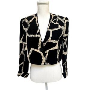 David Hayes Vintage 80's 100% Silk Cropped Blazer Jacket Size 2